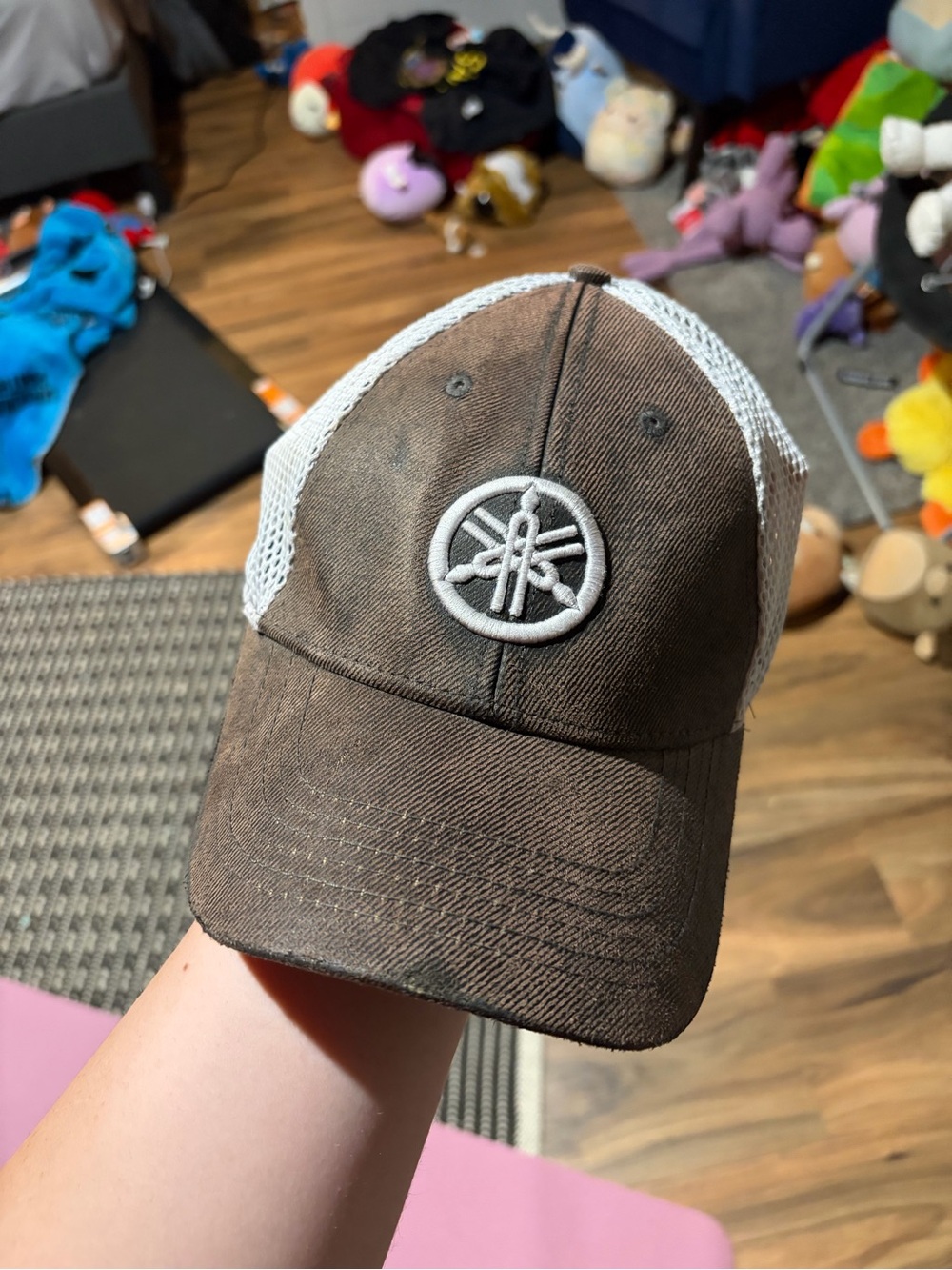 Yamaha Brown Front White Mesh Trucker Cap with Embroidered Logo